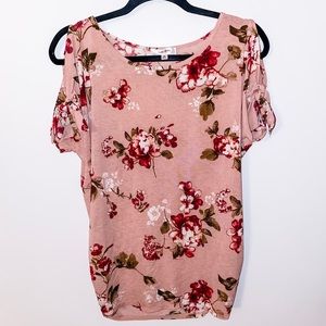 Maternity Cold Shoulder Floral Top